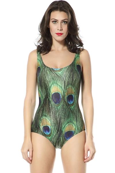 Oasap Peacock Leaf One-piece Swimsuits