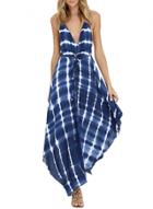 Oasap Women's Halter V Neck Open Back Tie Dye Maxi Beach Dress