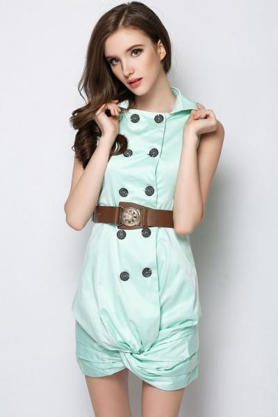 Oasap Sweet Double-breasted Mini Shift Dress