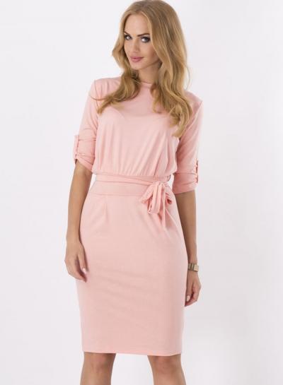 Oasap Solid Color Round Neck Half Sleeve Bodycon Dress