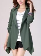 Oasap Turn Down Collar Long Sleeve Solid Color Asymmetric Coat