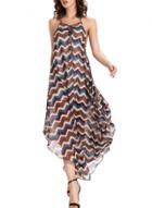 Oasap Women Fashion Sleeveless Backless Zigzag Print Maxi Dress