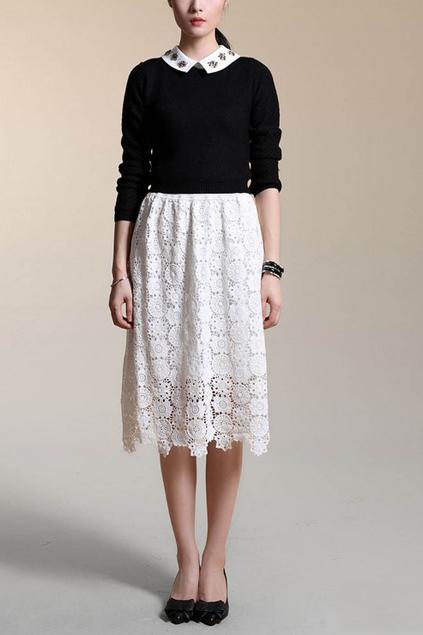 Oasap Elegant Lace Skirt