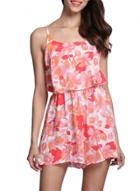 Oasap Women's Sleeveless Spaghetti Strap Floral Print Layered Romper