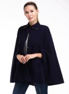 Oasap Stand Collar Sleeveless Cape Coat With Pockets