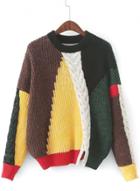 Oasap Fashion Lace-up Color Block Knit Sweater
