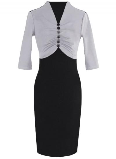 Oasap Women's Fashion V Neck Half Sleeve Colorblock Pencil Dress