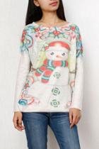 Oasap Cute Snowman Pattern Batwing Sleeve Pullover Knit Sweater