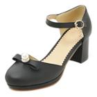 Oasap Cute Round Toe Buckle Strap Bow Sandals