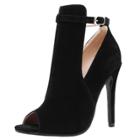 Oasap Peep Toe Cut Out High Heels Ankle Buckle Boots