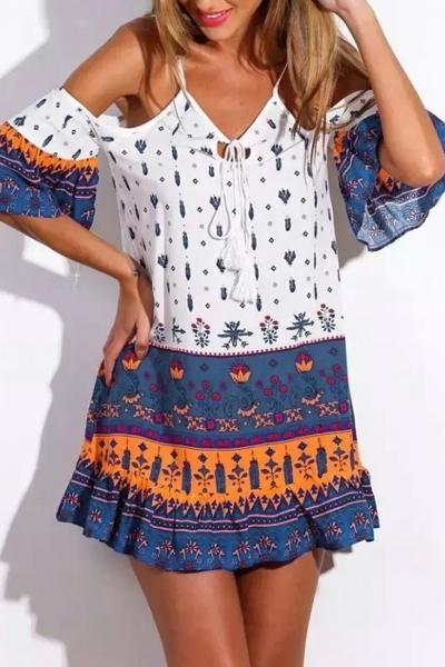 Oasap Vintage Floral Mini Dress