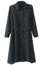 Oasap Classic Polka Dot Print Midi Shirt Dress