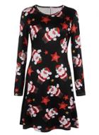 Oasap Round Neck Christmas Lucky Star Print Long Sleeve Dress