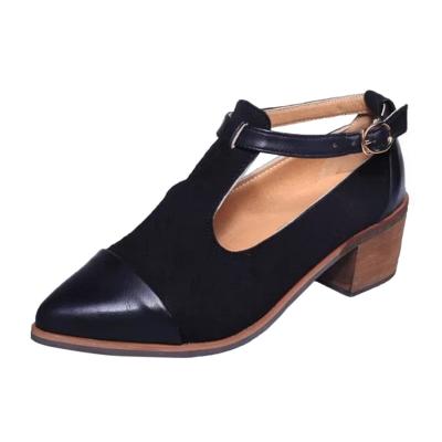 Oasap Block Heels Buckle Strap Pointed Toe Shoes