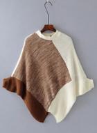 Oasap Pullover Batwing Sleeve Color Block Sweater
