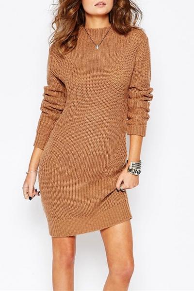 Oasap Chic Solid Chunky Knit High Neck Pullover Sweater