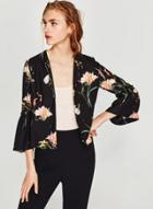 Oasap Floral Printed Flare Sleeve Coats