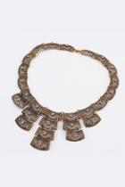 Oasap Vintage Shield Embellished Necklace