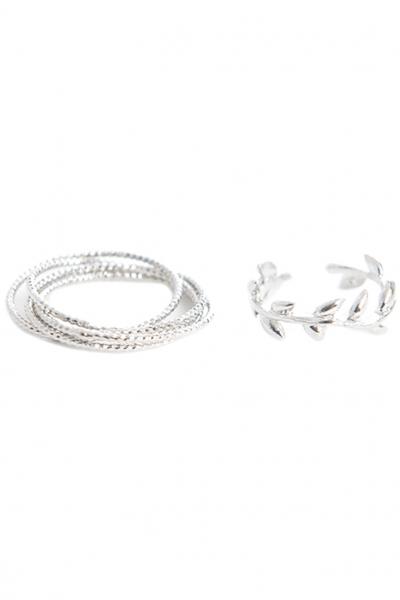 Oasap Fashion Metallic Foliage Ring Set