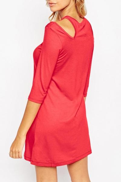 Oasap Classic Cut-out Shoulder Three Quarter Sleeve Dress