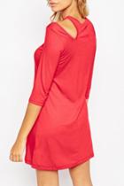 Oasap Classic Cut-out Shoulder Three Quarter Sleeve Dress