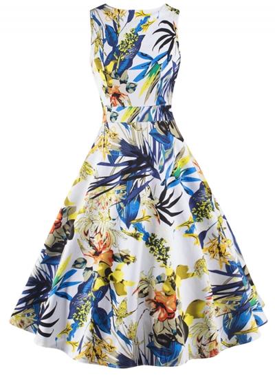 Oasap Women's Vintage Style Graphic A-line Dress