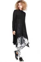 Oasap Semi-sheer High-low Irregular Hem Shift Shirt Dress