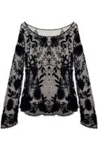 Oasap Embroidery Floral Pattern Organza Blouse