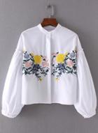 Oasap Floral Embroidery Button Down Shirts