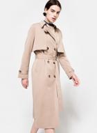 Oasap Women Double Breasted Turn Down Collar Trench Coat