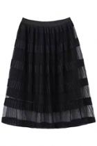 Oasap Elegant Stripe Print Pleated Swing Skirt
