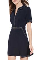 Oasap Women Stylish Button Front Slim Fit Belted A-line Dress