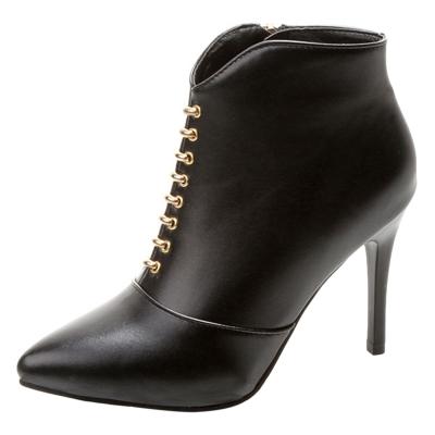 Oasap Stiletto Heels Pointed Toe Metal Detail Ankle Boots