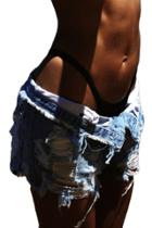 Oasap Women's Fashion Solid Summer Distressed Denim Hot Shorts