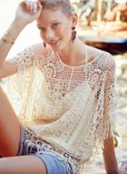 Oasap Crochet Lace Hollow Out Cover-up Beachwear