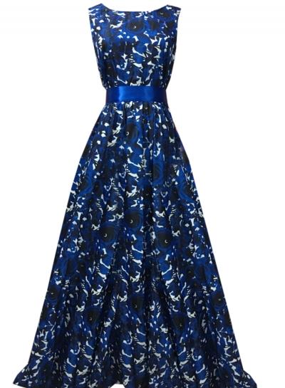 Oasap Women's Fashion Sleeveless Backless High Waist Floral Print Prom Dress