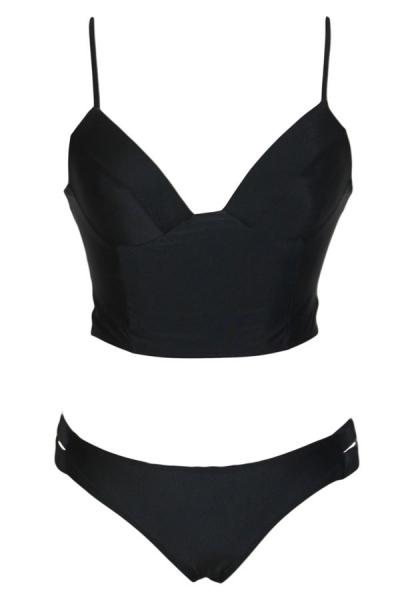 Oasap Black Strappy Back Bandage Bikini Set