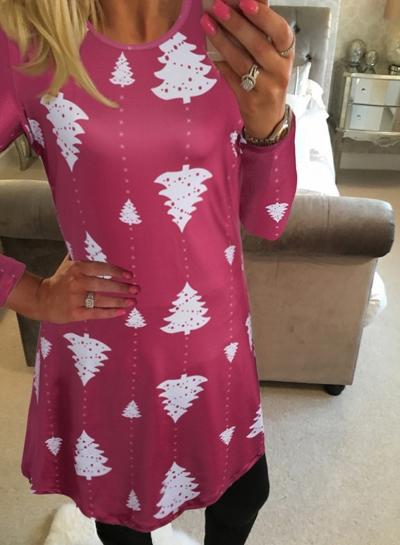 Oasap Christmas Tree Element Graphic Trapeze Dress