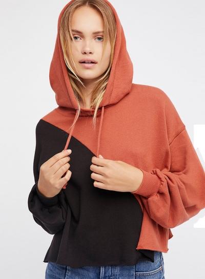Oasap Color Block Loose Fit Pullover Hoodie