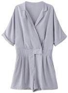Oasap Women's Solid Color Turn Down Collar V Neck Romper