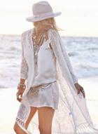 Oasap Casual Lace Open Front Beach Cover Ups With Tassel