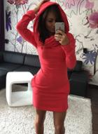 Oasap Long Sleeve Bodycon Mini Hooded Dress With Pocket
