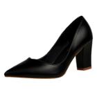 Oasap Simple Solid Color Pointed Toe Square Heels
