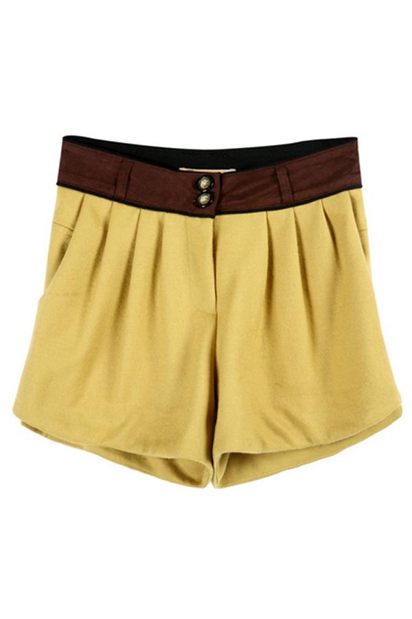 Oasap Color Blocked Woolen Shorts