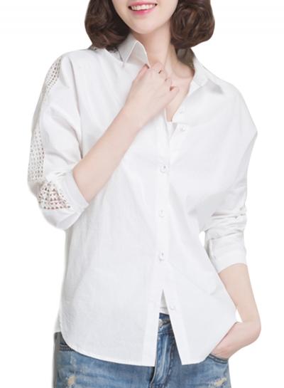 Oasap Women's Long Sleeve Button Down High Low Casual Shirt