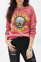 Oasap Rock Guns N' Roses Print Round Neck Pullover Sweatshirt