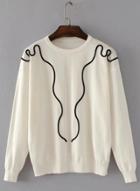 Oasap Round Neck Long Sleeve Solid Sweaters