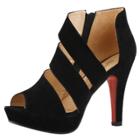 Oasap Peep Toe Platform Cut Out High Stiletto Sandals