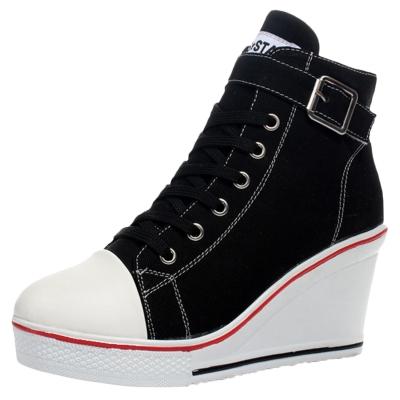 Oasap Women's Fashion Lace Up Side Zip Wedge Shoes