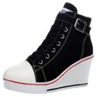 Oasap Women's Fashion Lace Up Side Zip Wedge Shoes